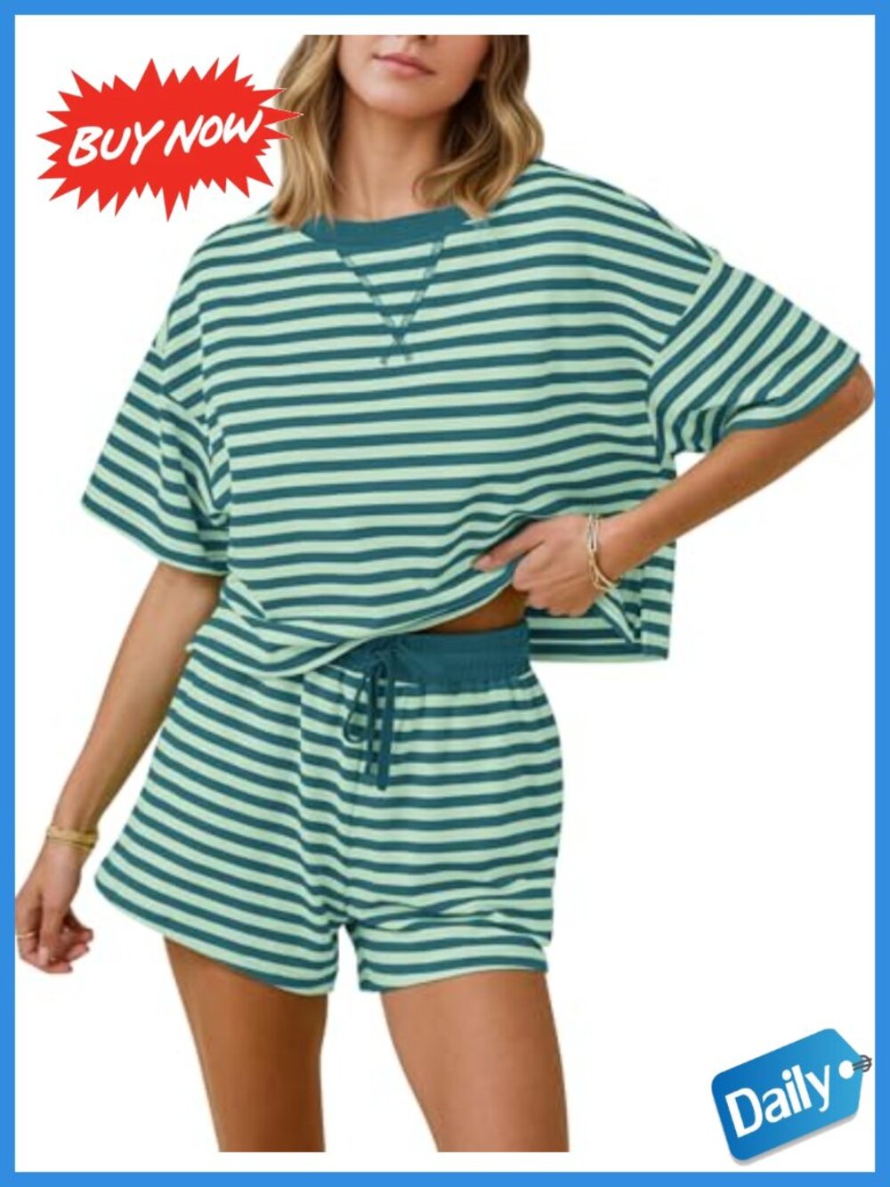 Womens 2 Piece Lounge Set Cotton Blend Short Sleeve Crew Neck Crop Top &